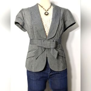 SMART SET Black & Grey  Striped Short Sleeve Jacket Size 13